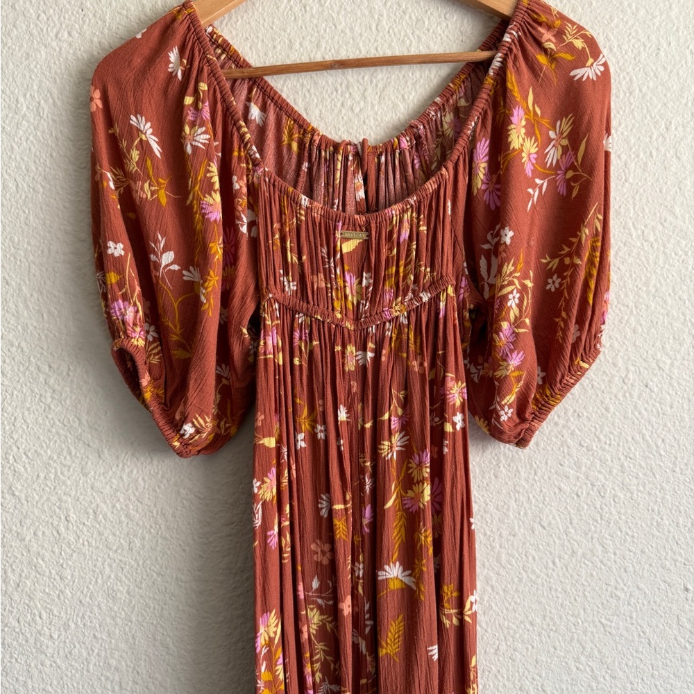 Billabong Rust Floral Midi Dress - Picture 5 of 10